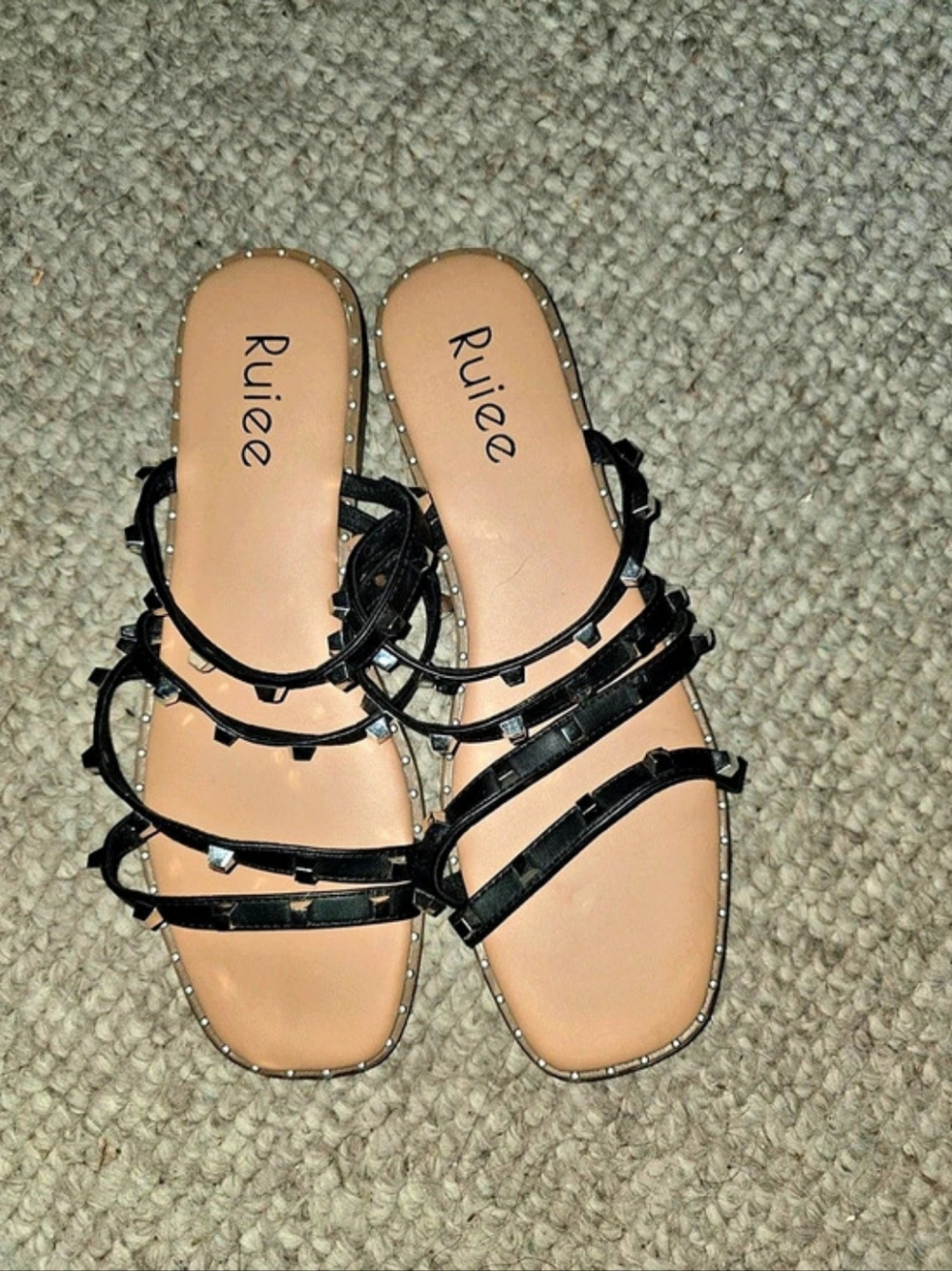 Ruiee Studded Strappy Sandals in Black Like New